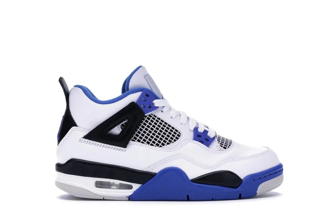 Детские кроссовки Lifestyle с принтом Jordan 4 Retro Motorsports (2017) GS Jordan, White/Game Royal-Black