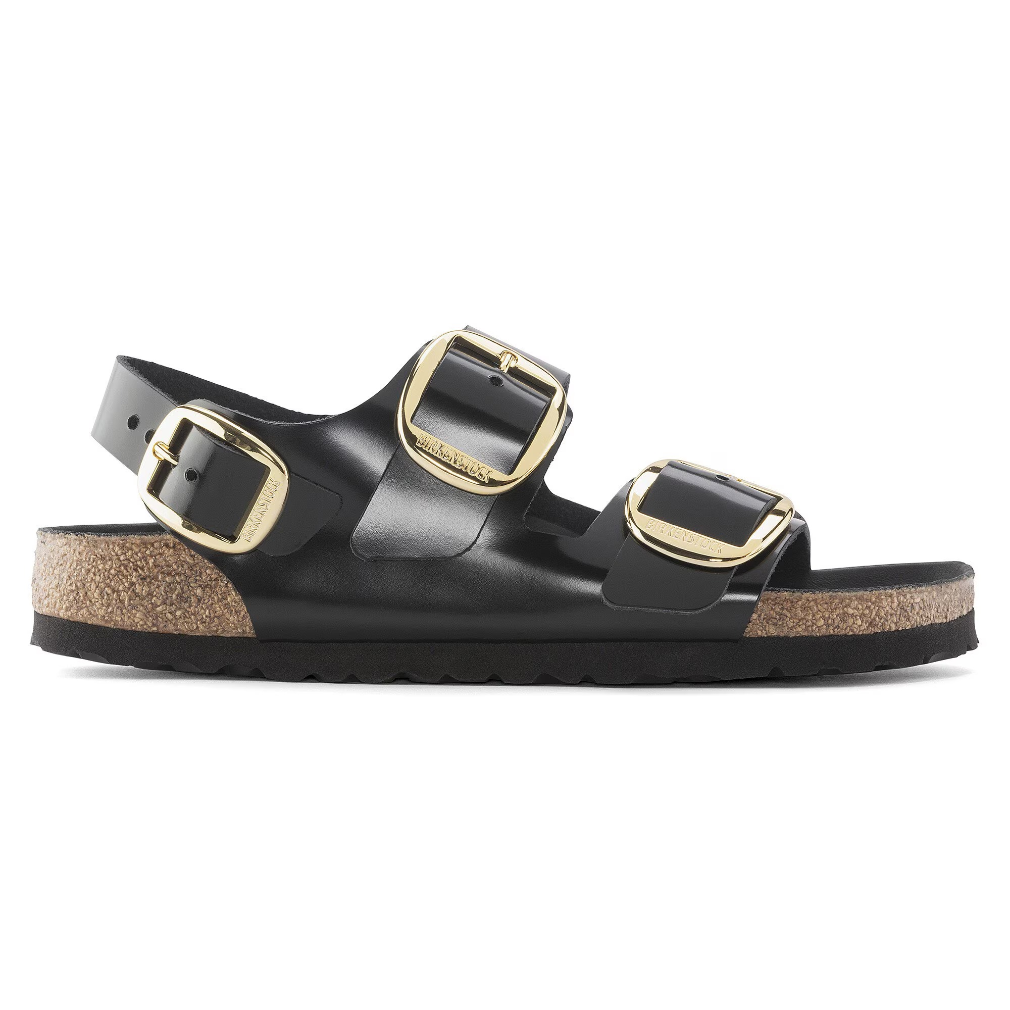 Сандалии Birkenstock Milano Big Buckle Natural Leather Patent, черный