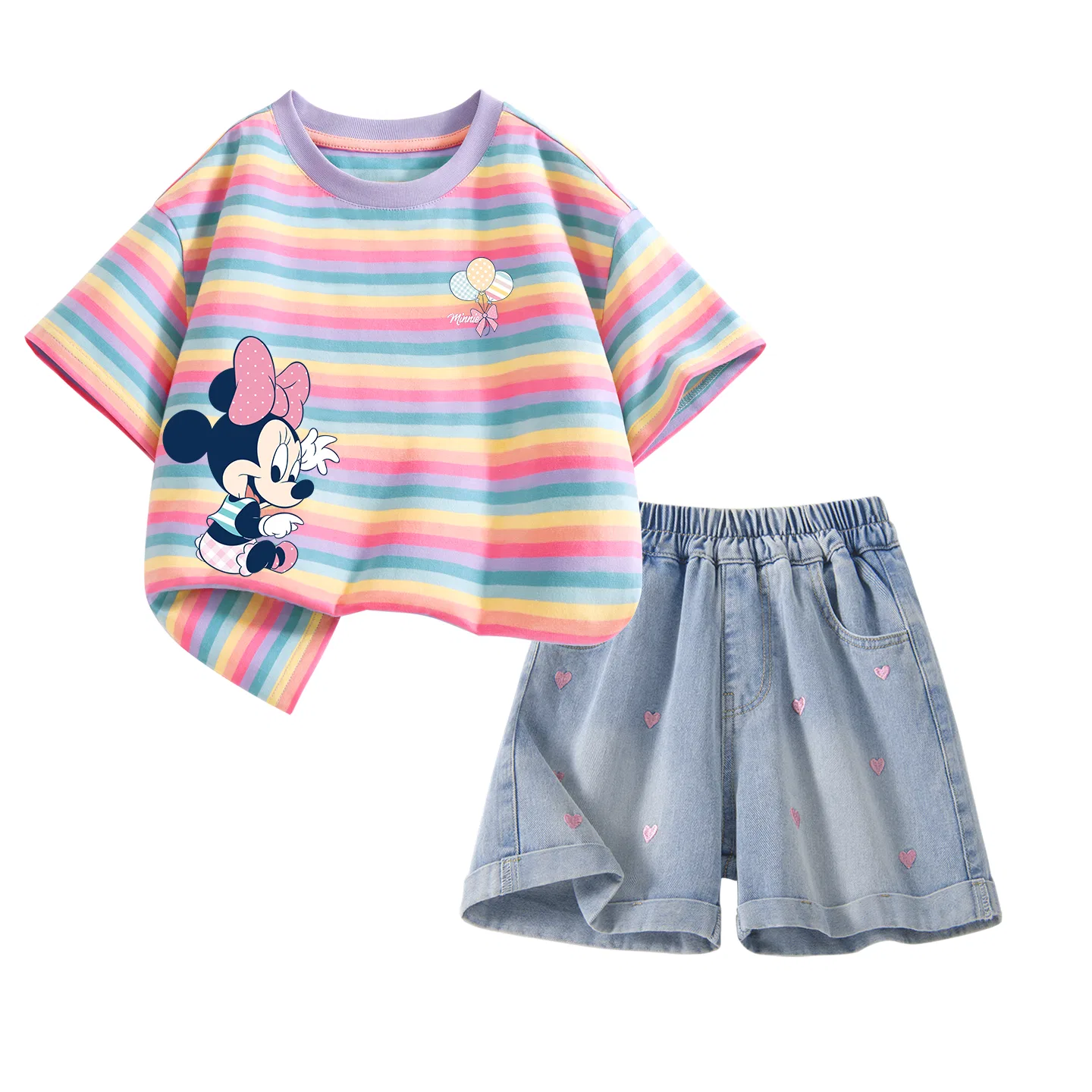 Детский спортивный костюм с круглым вырезом, дышащий, Disney, Di Flower Knot Minnie Purple — фото 3