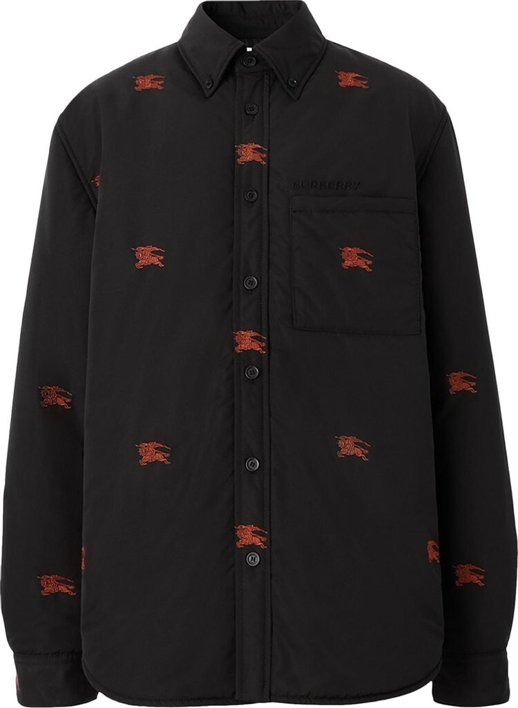 

Рубашка Burberry Embroidered EKD Nylon Overshirt 'Black', черный