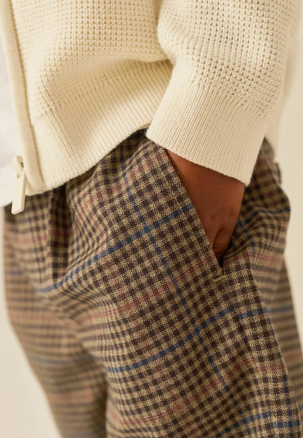 Брюки с широкими штанинами - удобные и элегантные брюки Next, Tan Brown Check — фото 4