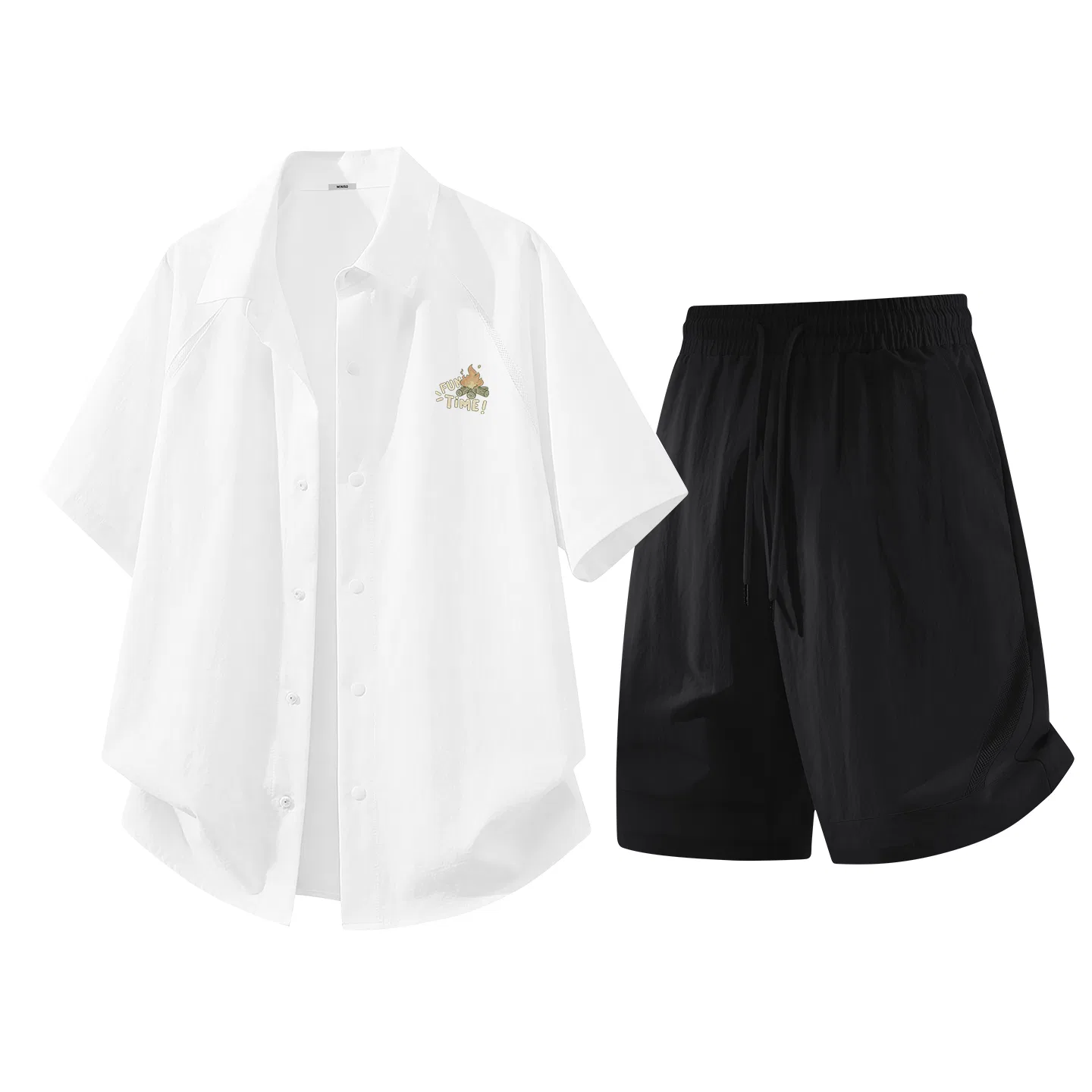Детский комплект рубашек 2 шт MINISO, White (Bonfire Story Chest Logo)+Black
