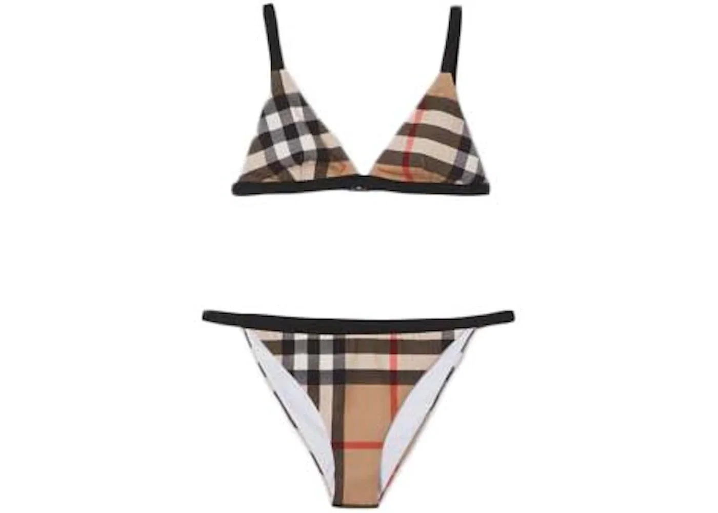 Женское бикини с треугольным верхом Burberry Check Triangle Bikini Burberry, Archive Beige