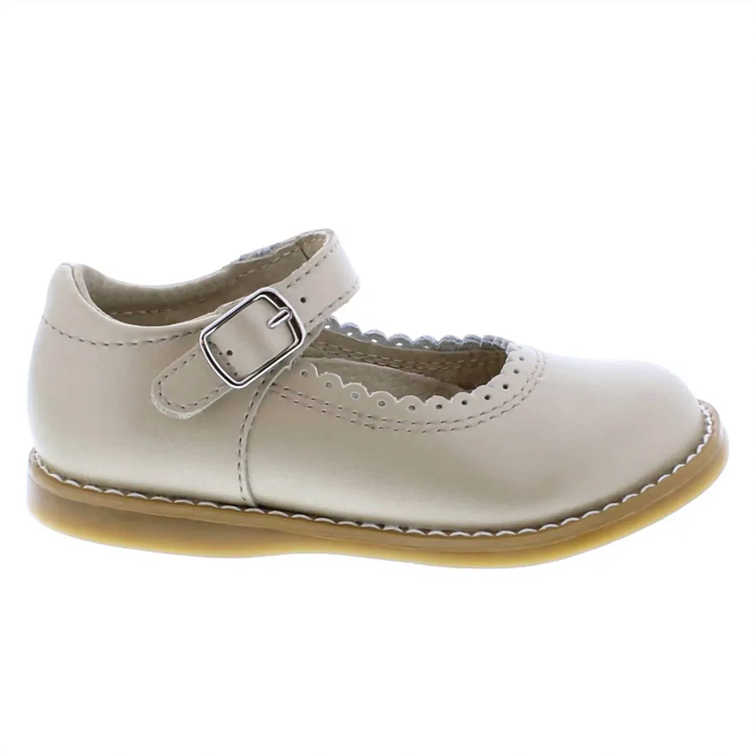 Детские туфли для девочек Мэри Джейн на липучке Allie Footmates, Soft Gold — фото 2