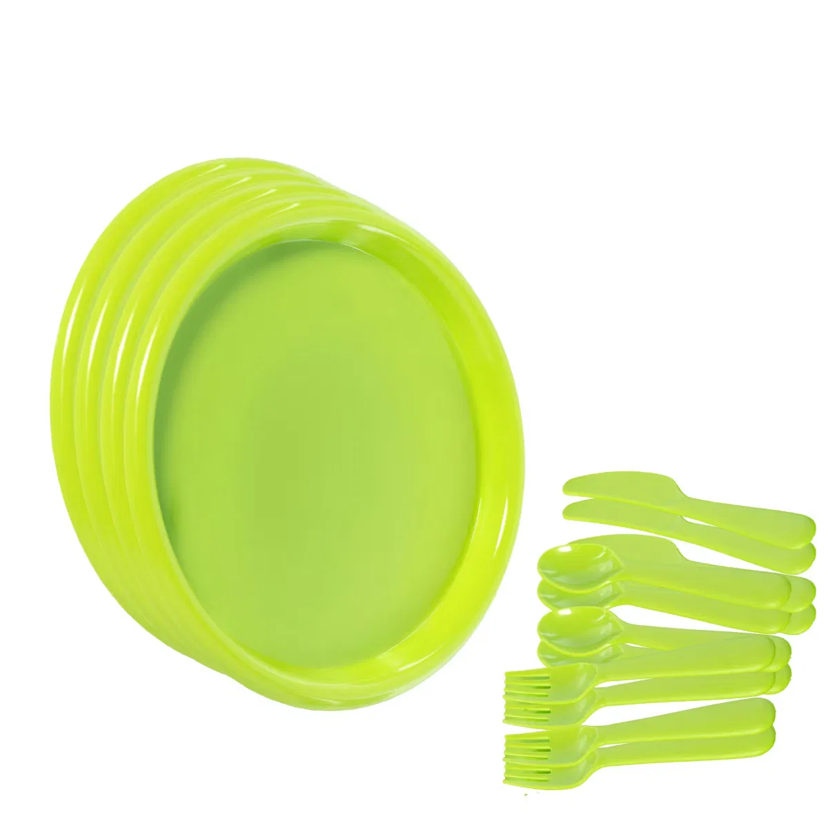 Набор детской посуды 25 см прочная пластиковая 192 предмета Green 48 Sets Basicwise, Green 48 Sets