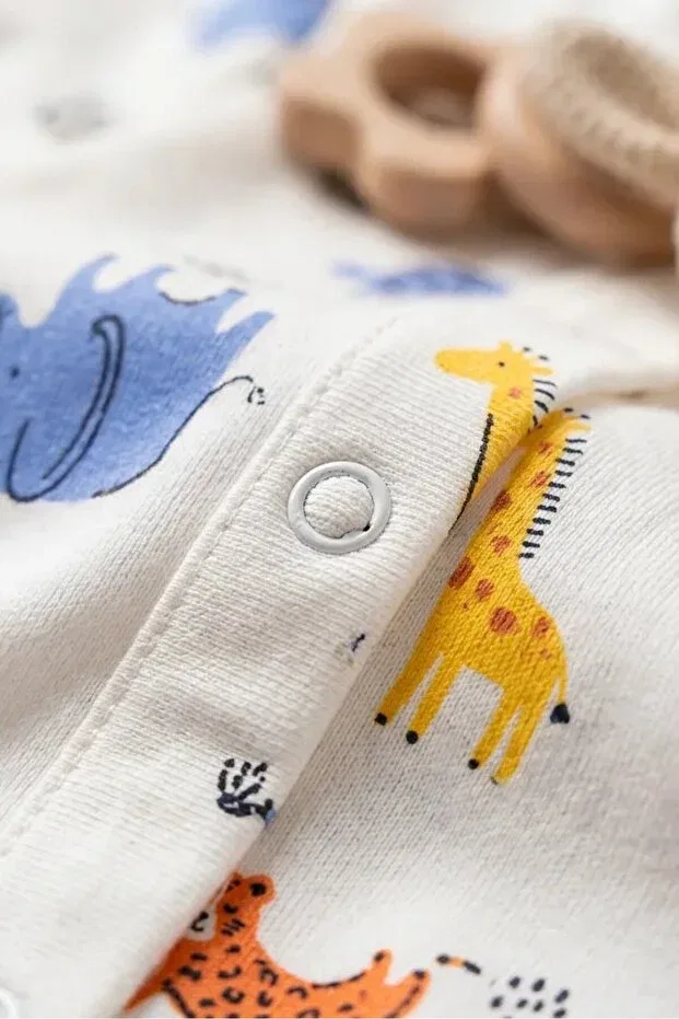 Детский комбинезон для новорожденных с принтом Safari Zıbzıb Baby, Ecru — фото 3