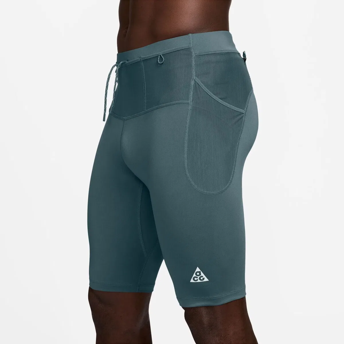 Мужские тайтсы с принтом Acg Dri-Fit Adv Lavaloops 1/2 Tight Nike, Mineral Slate/Summit White — фото 3