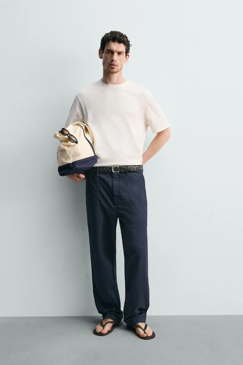 Футболка средней плотности с коротким рукавом ZARA, Oyster-White