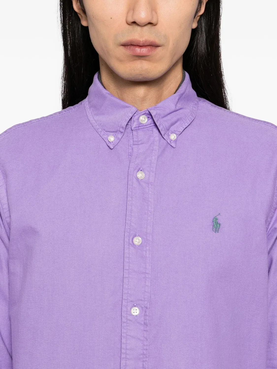 Рубашка оксфорд фиолетовая Polo Ralph Lauren, фиолетовый — фото 4