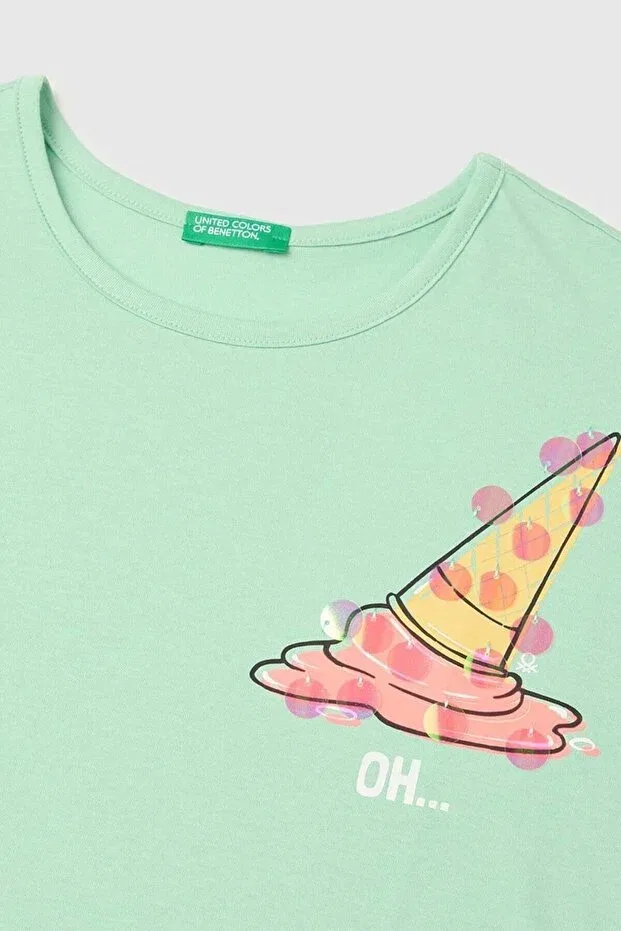 Детская футболка без рукавов с пайетками United Colors Of Benetton, Green — фото 2