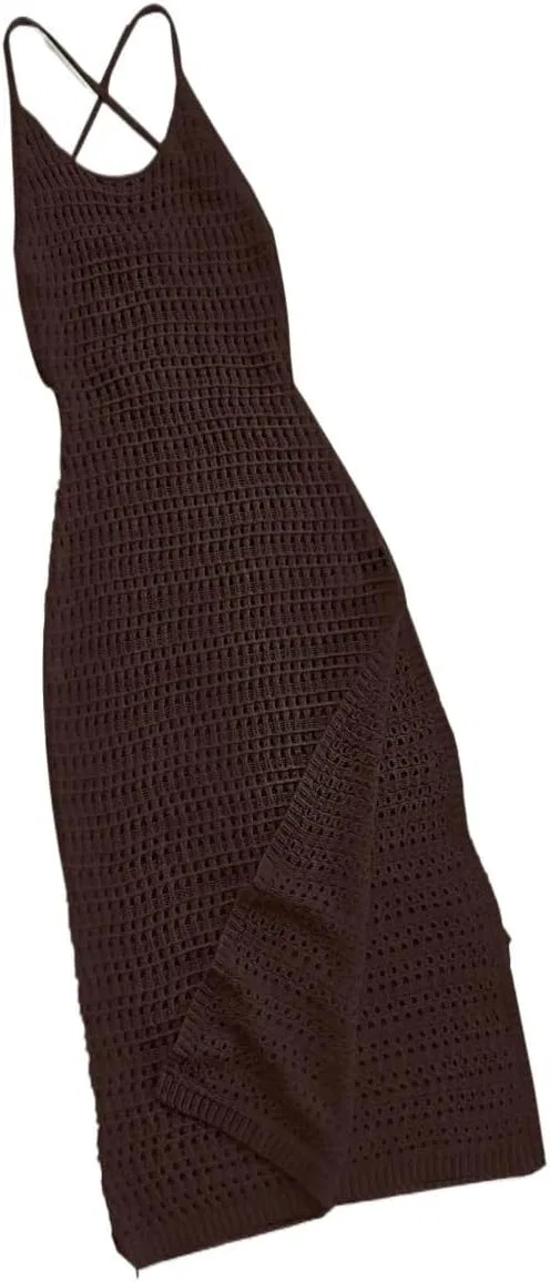 Женское облегающее платье без рукавов с запахом Coffee Brown — фото 4