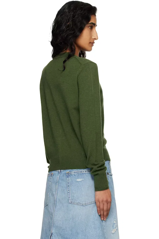 Зеленый приталенный кардиган из шерсти яка Acne Studios — фото 3