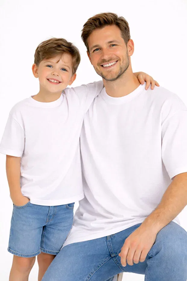 Детская футболка оверсайз с принтом Father Child Matching Oversize T-Shirt Vodexa, White