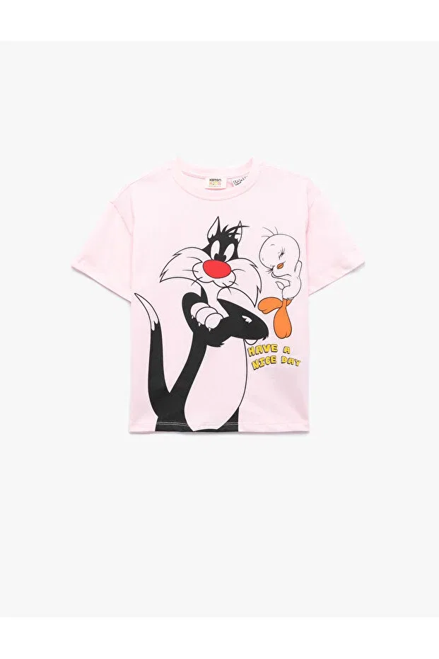 Детская футболка для девочек с принтом Licensed Tweety And Sylvester Koton, Rose