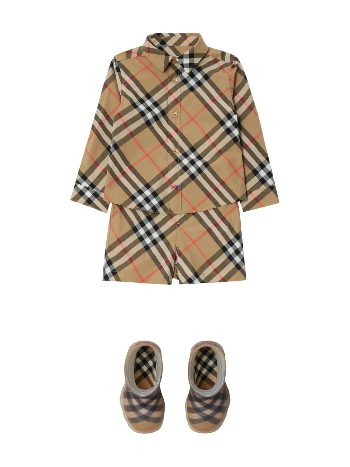 Рубашка в клетку из хлопка Burberry, нейтральные — фото 2