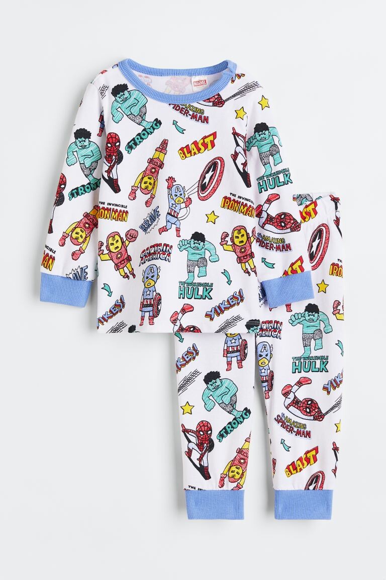 

Хлопковая пижама с принтом H&M, белый/мстители