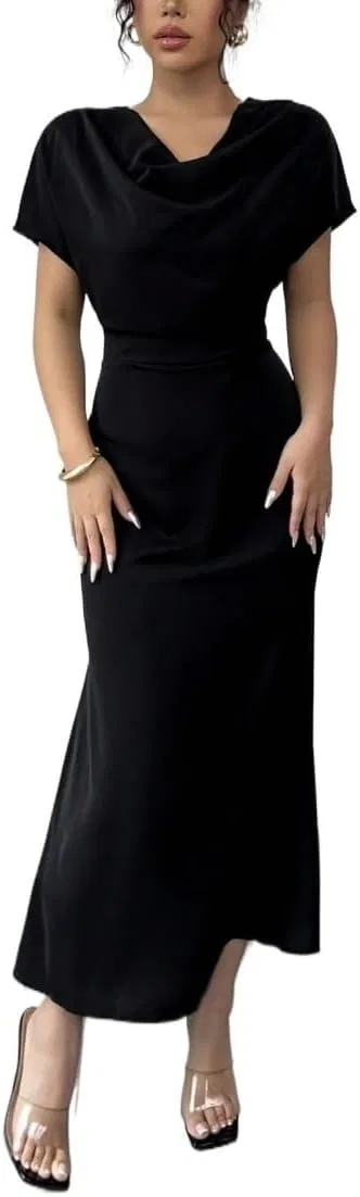 Женское элегантное платье с баской Backless, Black