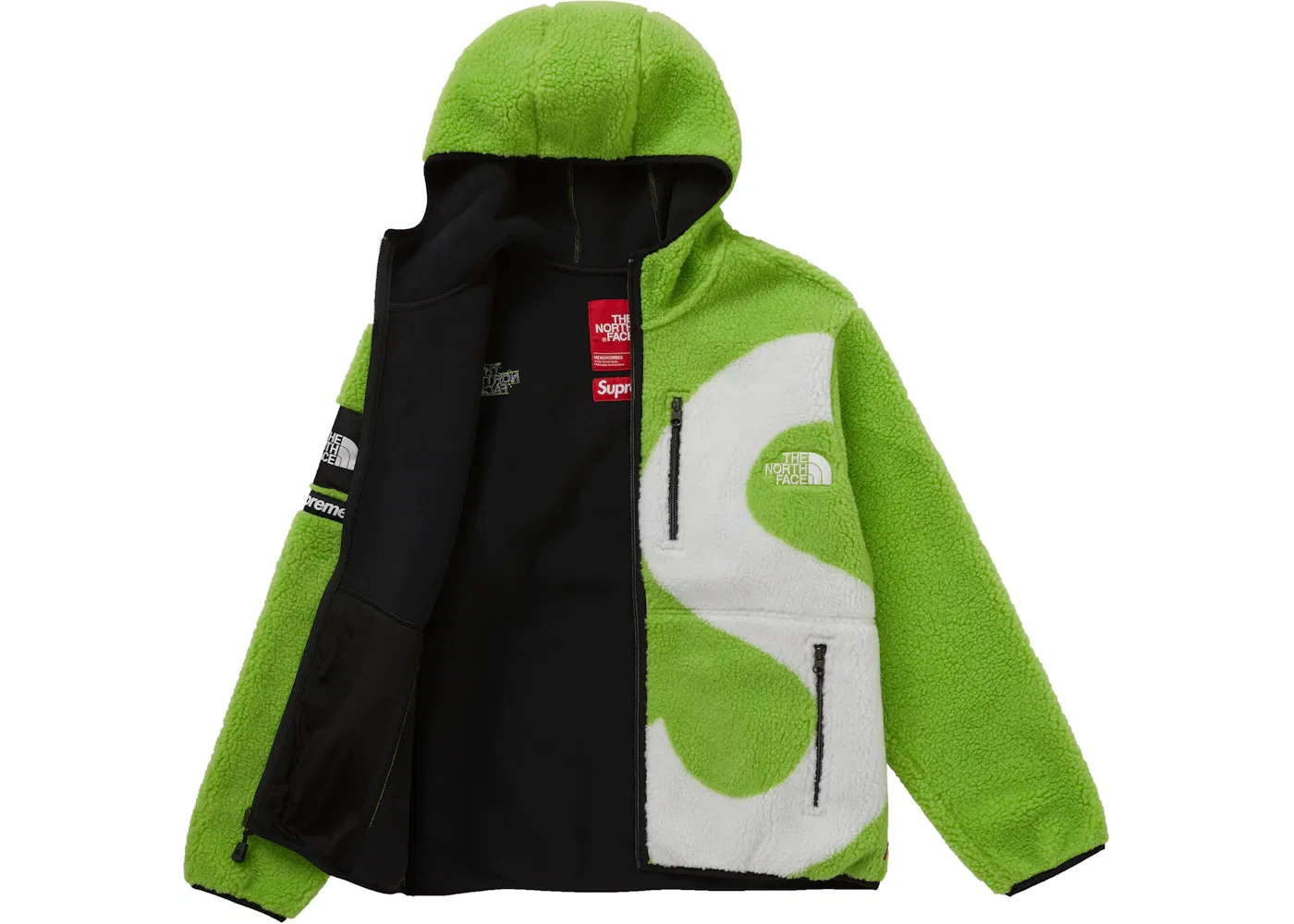 Мужская флисовая куртка с принтом Supreme The North Face S Logo Fleece Jacket, Lime — фото 2