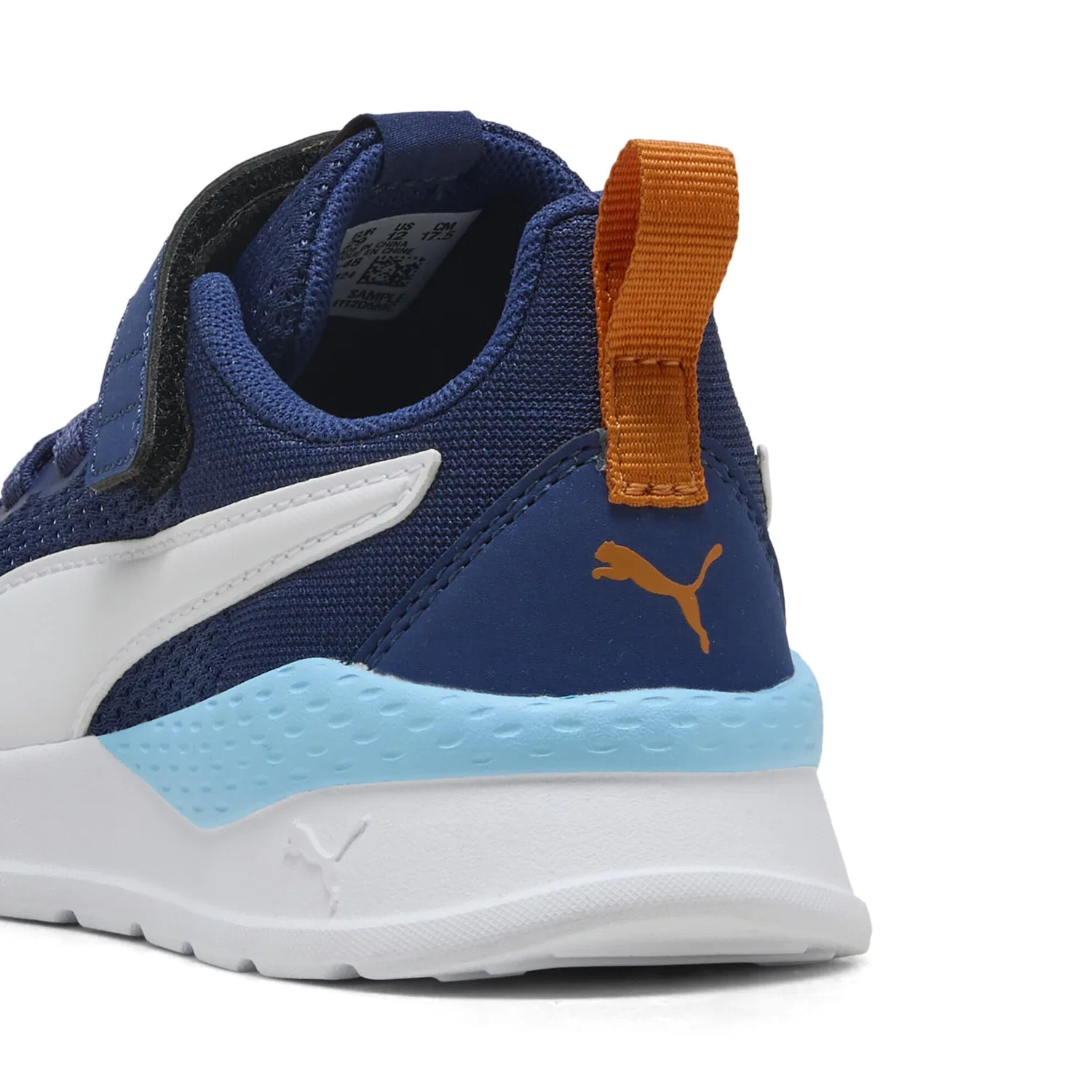 Детские кроссовки для мальчиков с сетчатым верхом PUMA, Blue Jewel White Vermillion Orange — фото 3