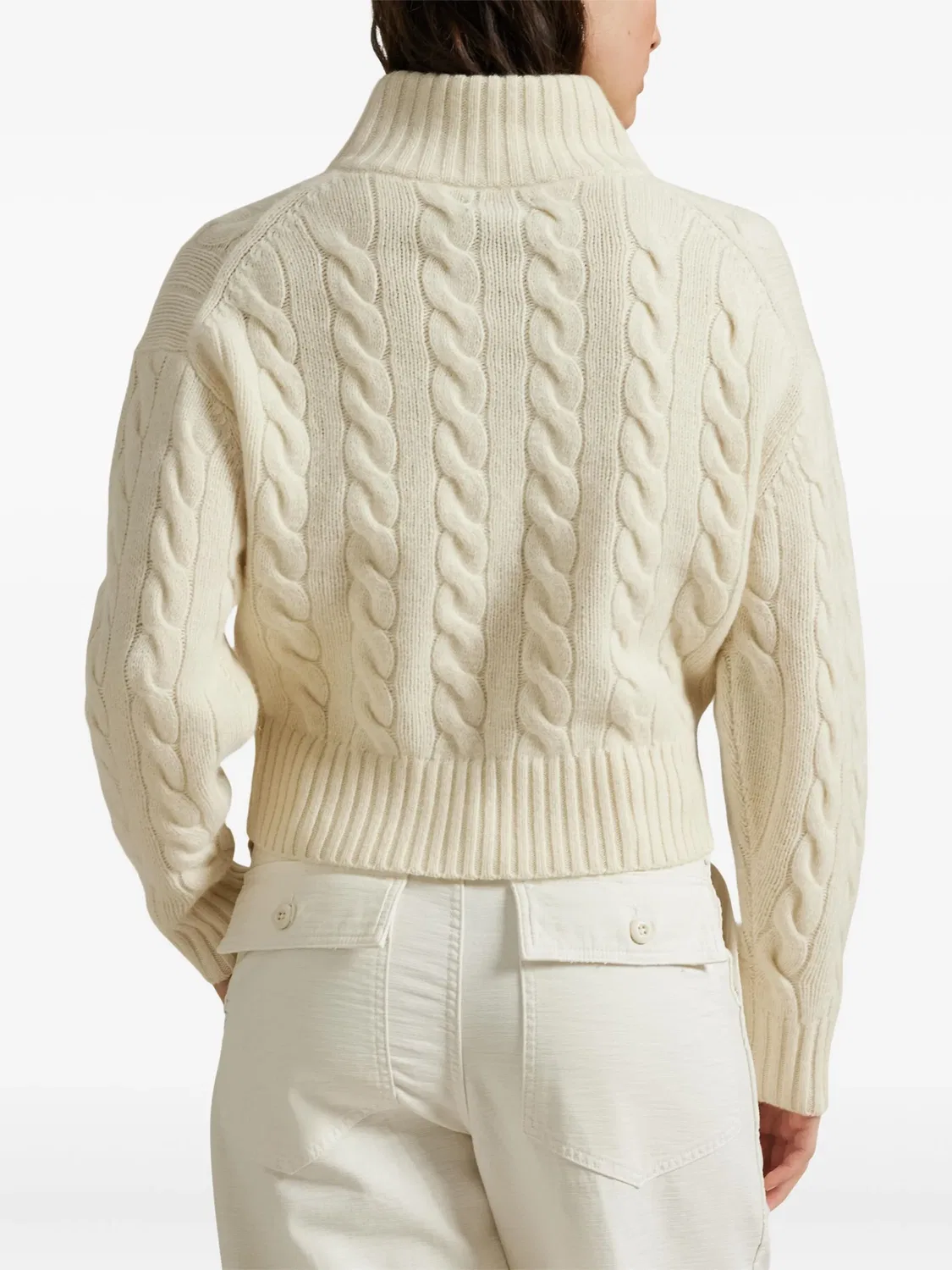Вязаный джемпер с полу-молнией шерсть/кашемир Polo Ralph Lauren, нейтральные — фото 4