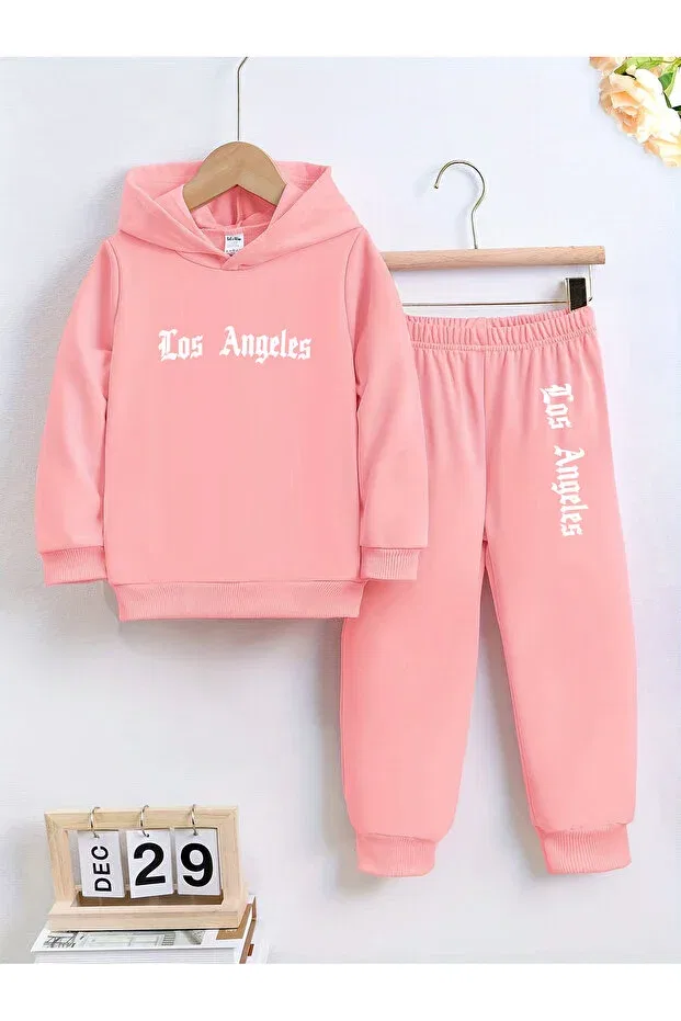 Детский комплект свитшотов с принтом Los Angeles Premium Compact Let'S Wear, Pink