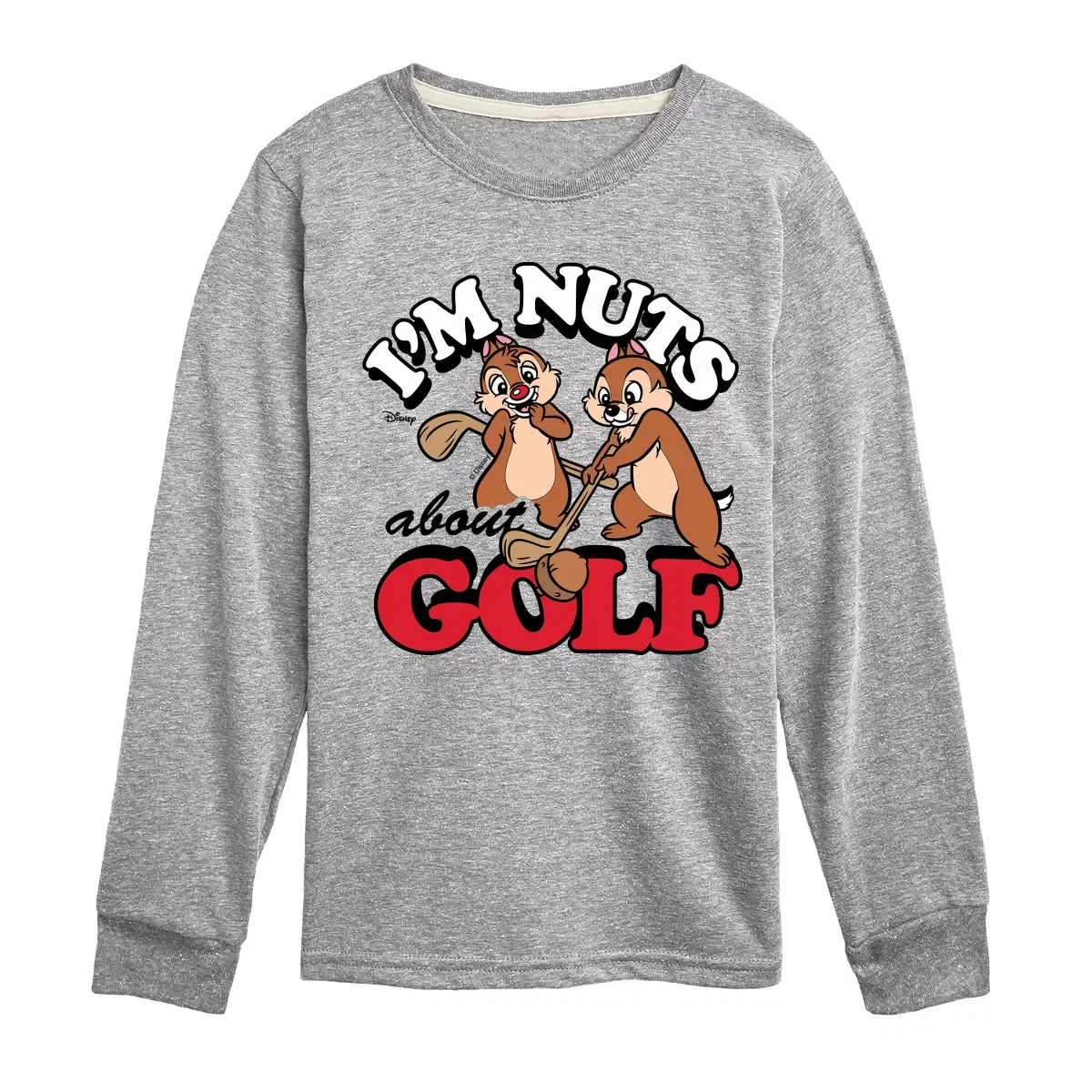 Детская футболка с длинным рукавом с принтом I'm Nuts About Golf Disney Athletic Heather