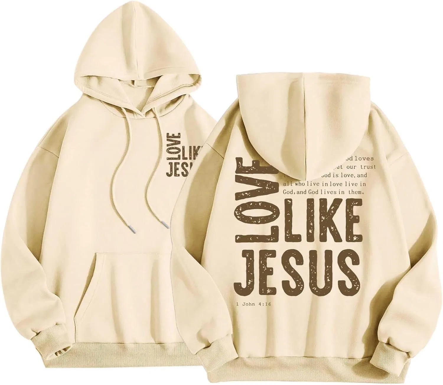 Женский спортивный комплект из худи и брюк Love Like Jesus, бежевый — фото 2