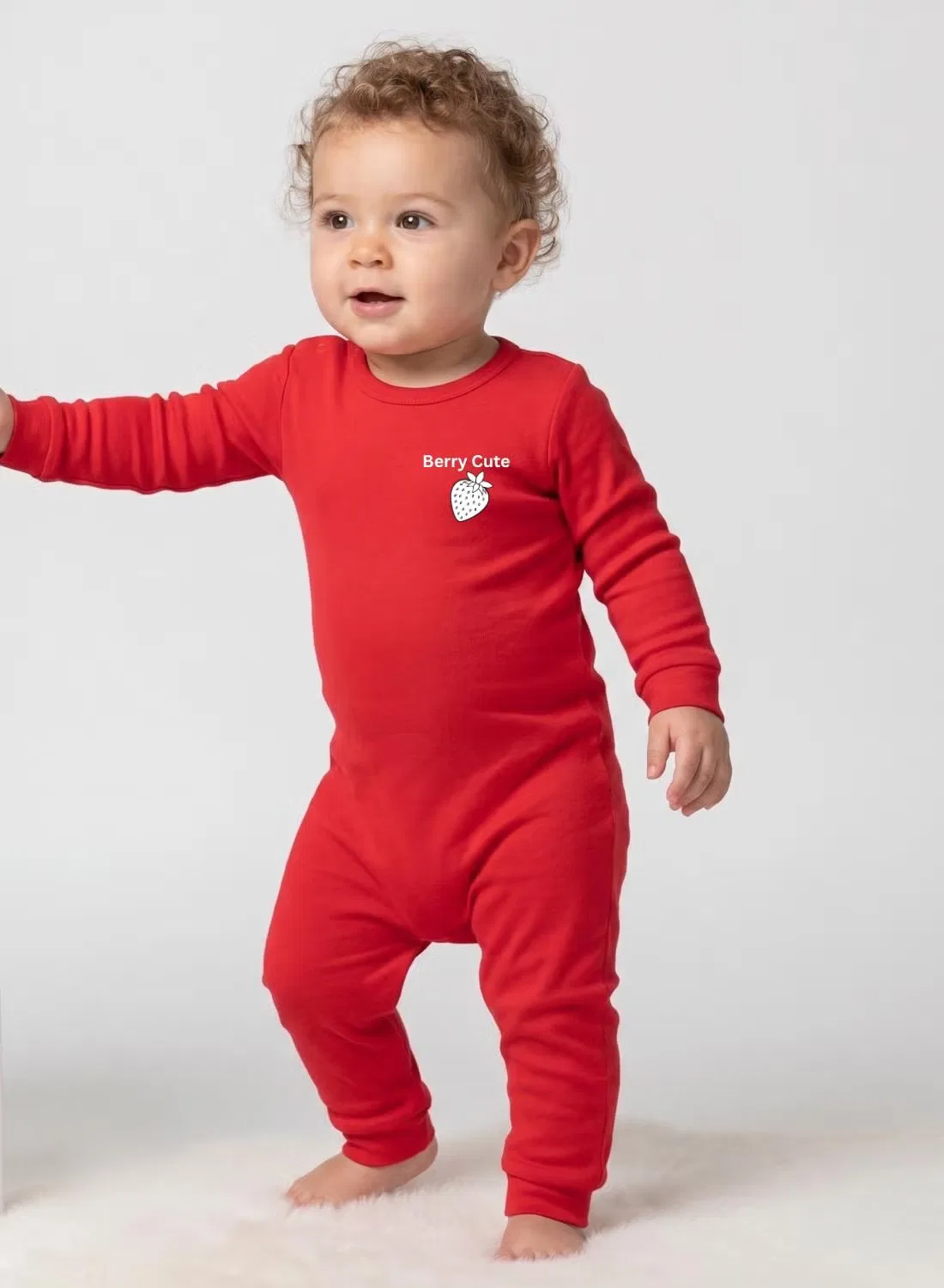 Боди-комбинезон с принтом клубники Baby berry cute strawberry Babyqlo, красный