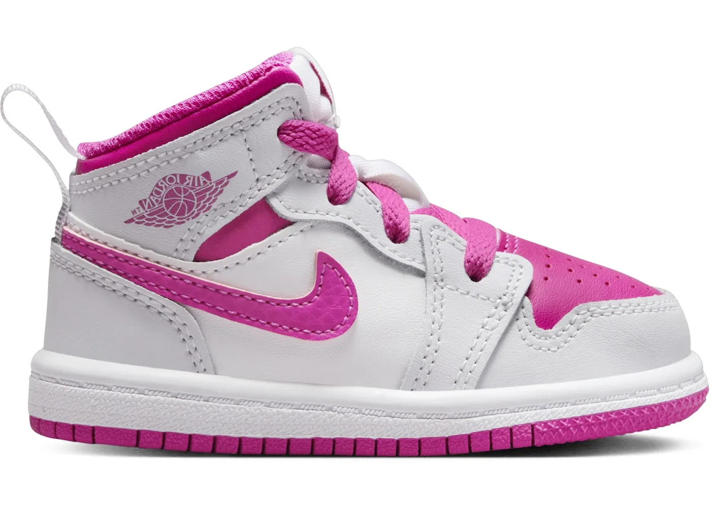 Детские кроссовки с модельным номером Jordan 1 Mid Jordan, Iris Whisper/White/Fire Pink