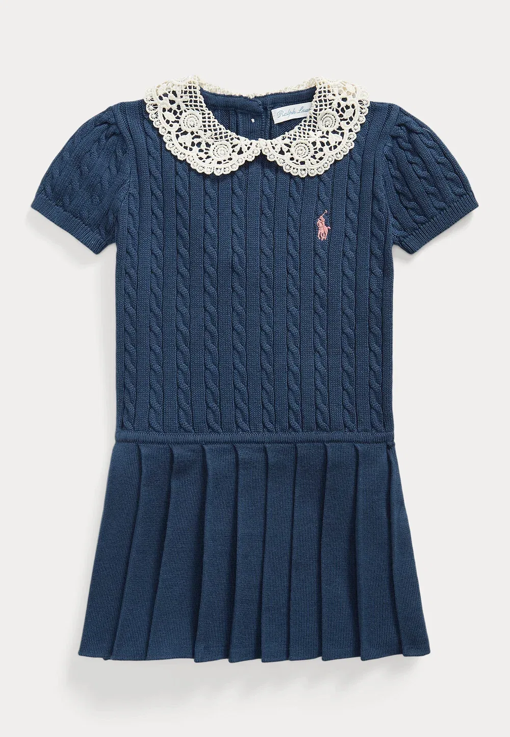 Хлопковое платье с мини-косичкой (0-2 года) - платье-комбинезон Polo Ralph Lauren, Rustic Navy