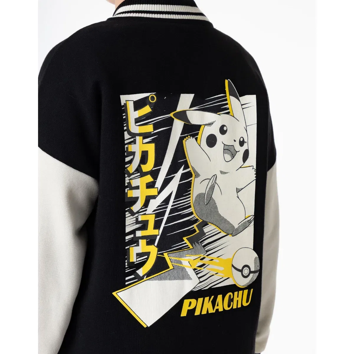 Детская куртка-бомбер с принтом Pikachu Pokemon, Black — фото 2
