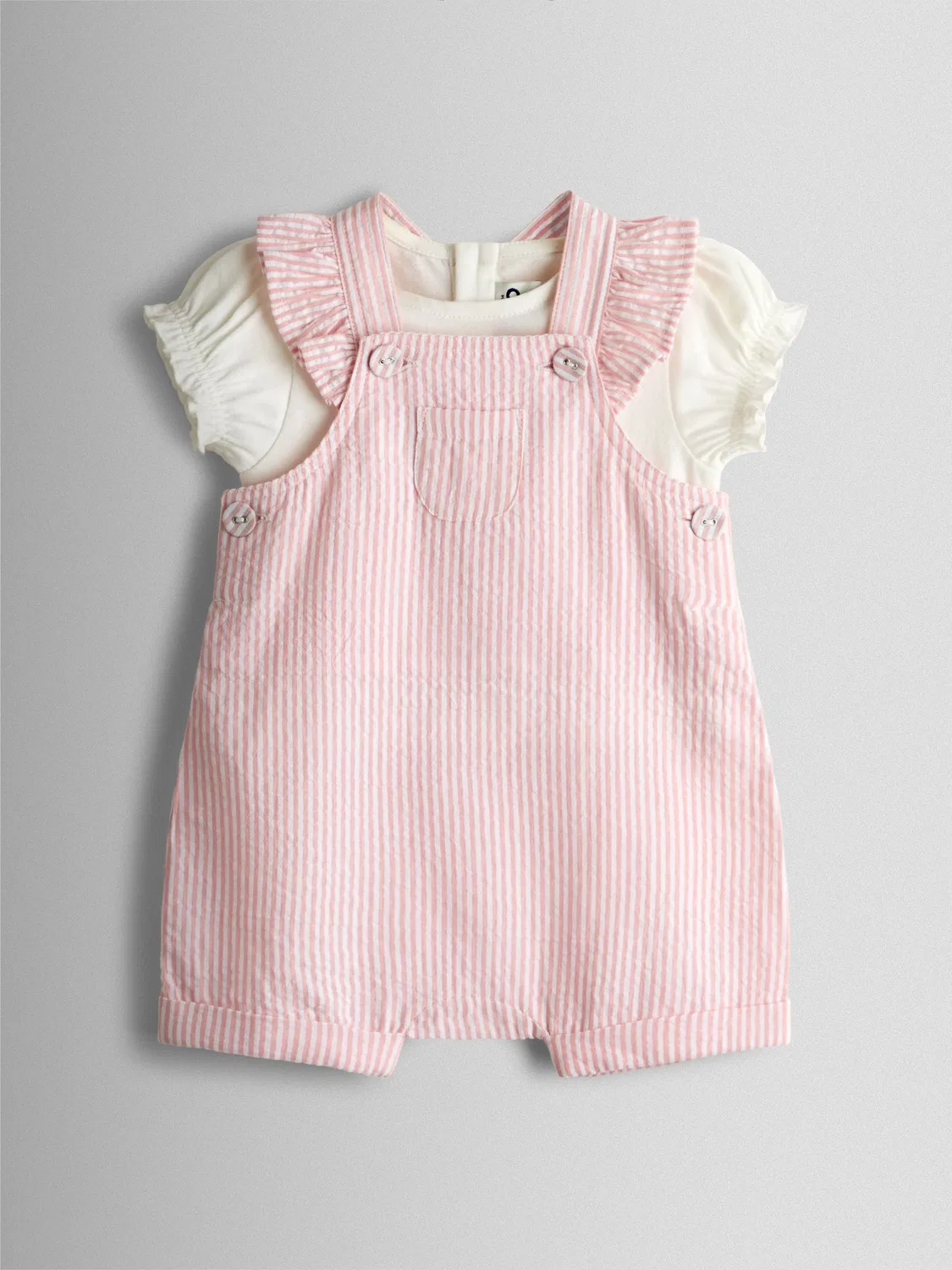 Комбинезон с футболкой, в полоску, JoJo Maman Bébé, розовый