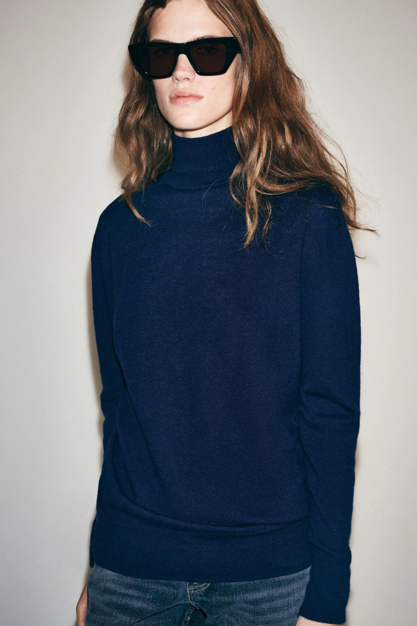 Джемпер Zara 100% Lana Extrasuave, темно-синий