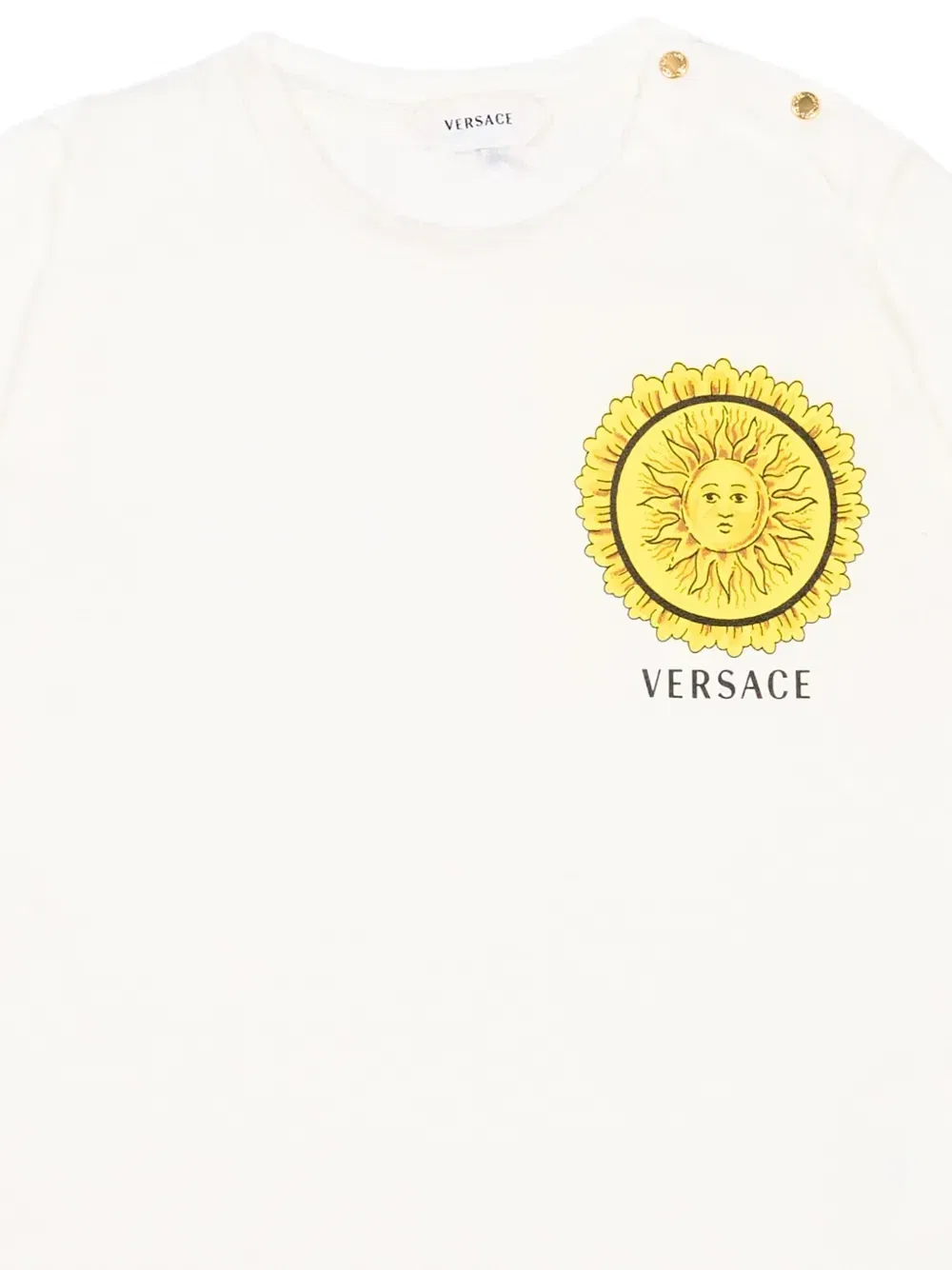 Футболка на пуговицах с принтом в виде солнца Versace Kids, бежевый — фото 3