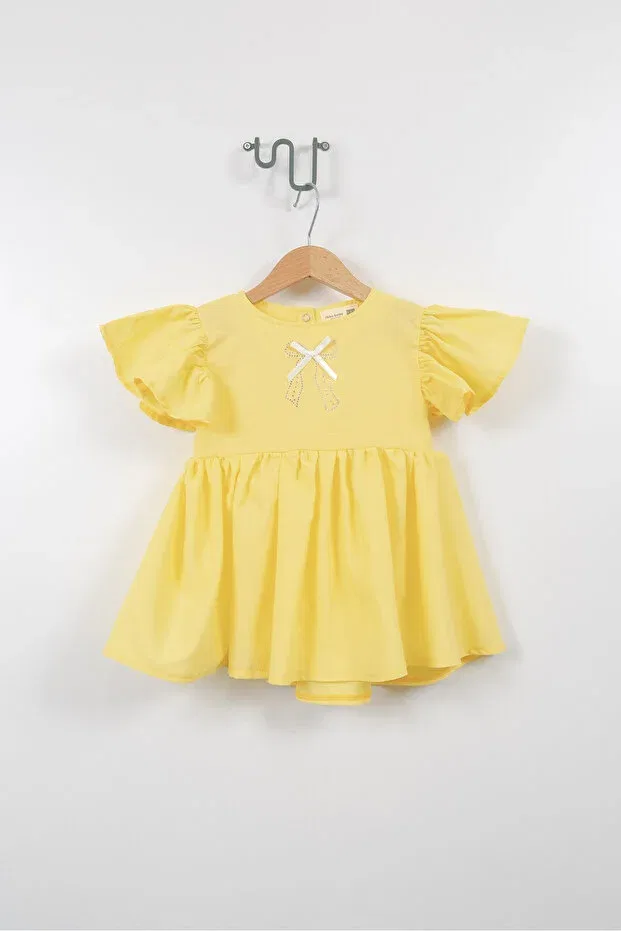 Детское платье для девочек с коротким рукавом-рюш Jikko Baby, Yellow