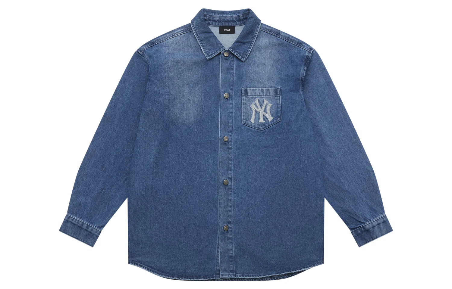Детская джинсовая рубашка с длинным рукавом MLB New York Yankees Basic Collection 25FW, Indigo — фото 2