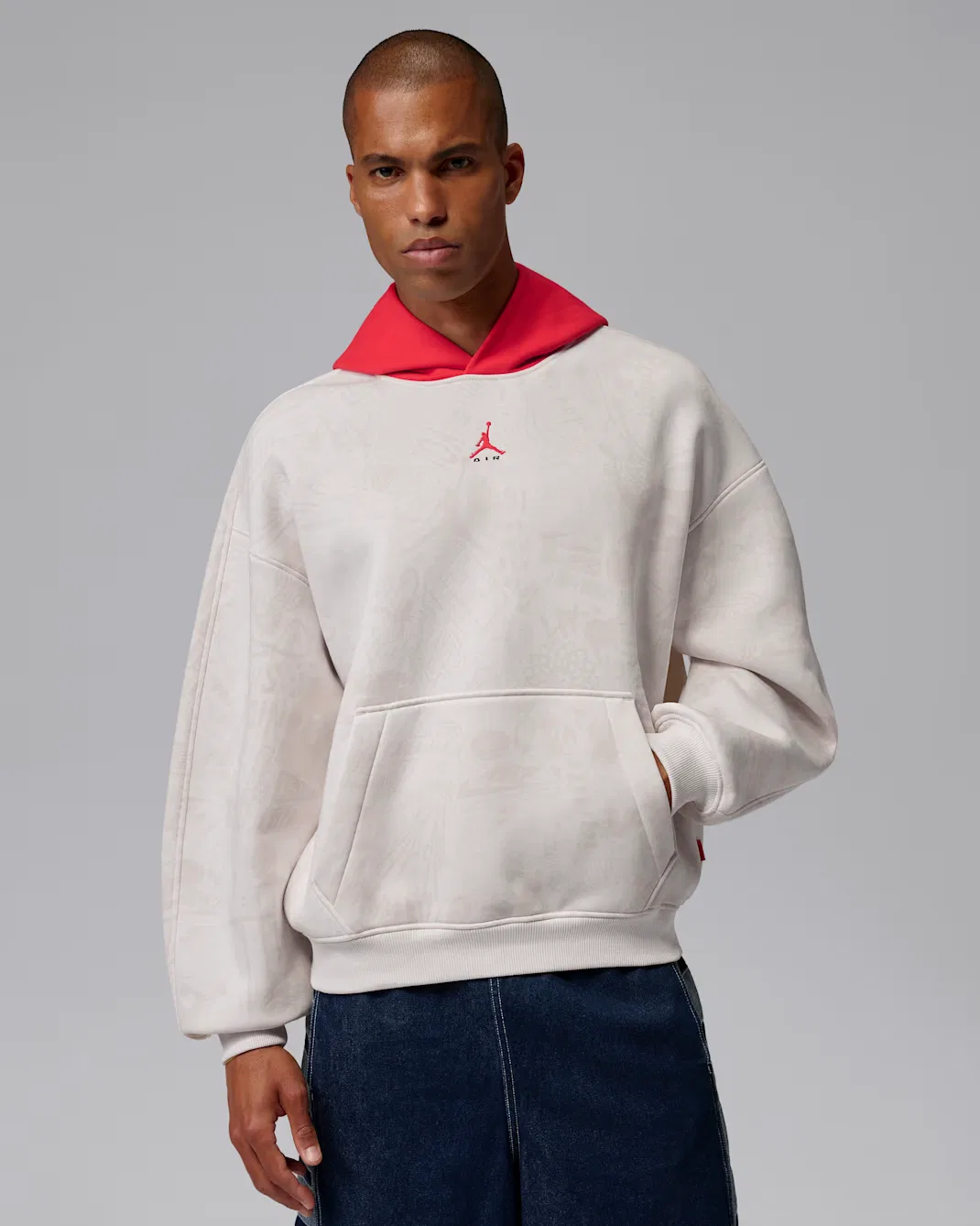 Мужская толстовка с капюшоном Jordan Brooklyn Fleece, Phantom/University Red