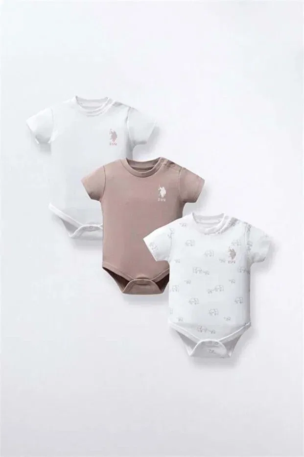 Детский для мальчиков комплект боди-комбинезонов с принтом U.S. Polo Assn., White