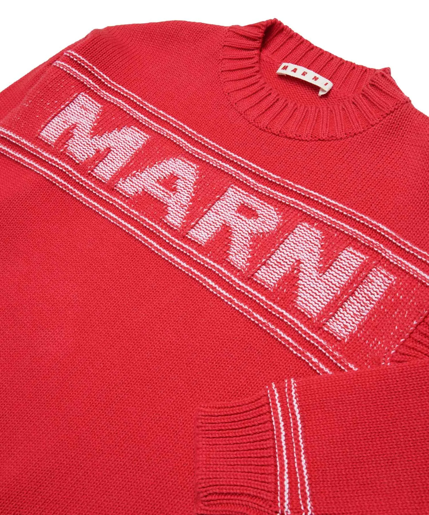 Вязаный свитер с логотипом бренда MARNI для детей и подростков — фото 4
