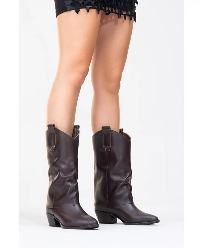 Ботинки Teodora на кожаной платформе с квадратным каблуком (женские) Forever & Always Shoes, коричневый — фото 2