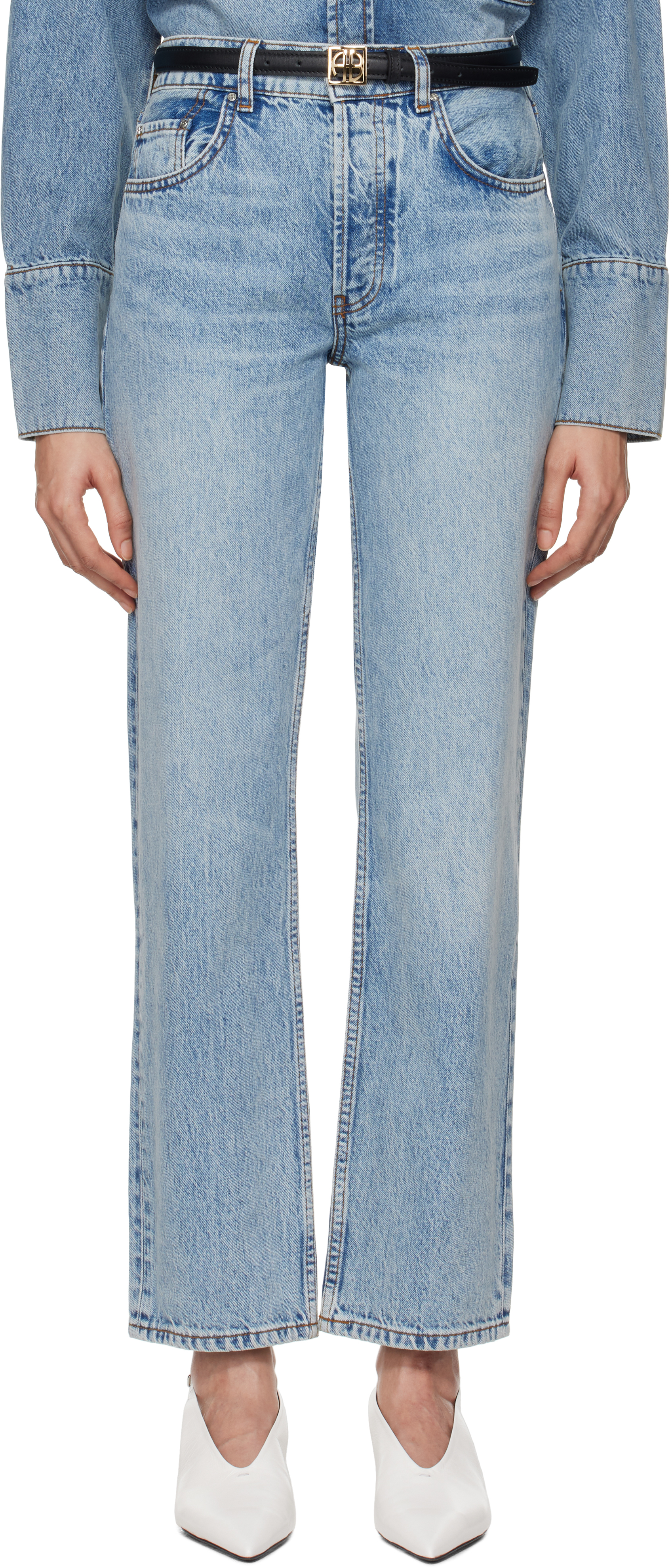 

Синие джинсы Бенсон ANINE BING, Washed blue