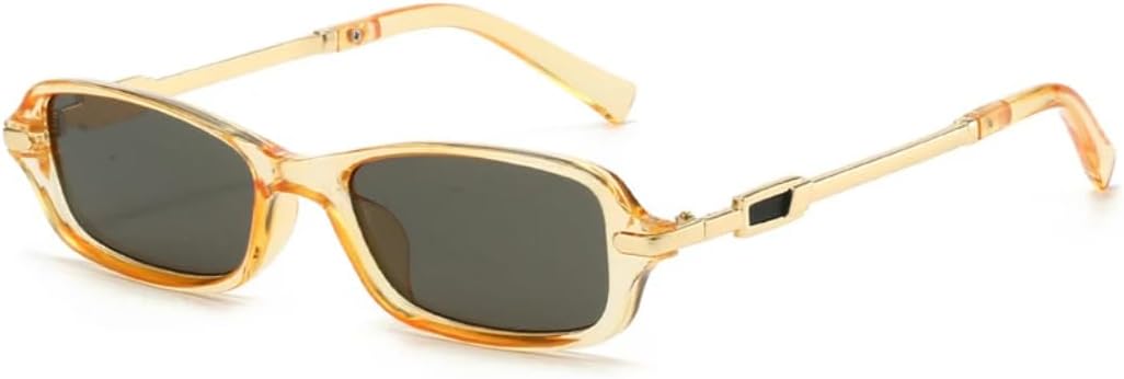 

Солнцезащитные очки для мужчин и женщин - защита UV400 - металлические петли, маленькая оправа, градиентные линзы, для занятий спортом на открытом воздухе и вождения DSVIGF, Light Orange Gray