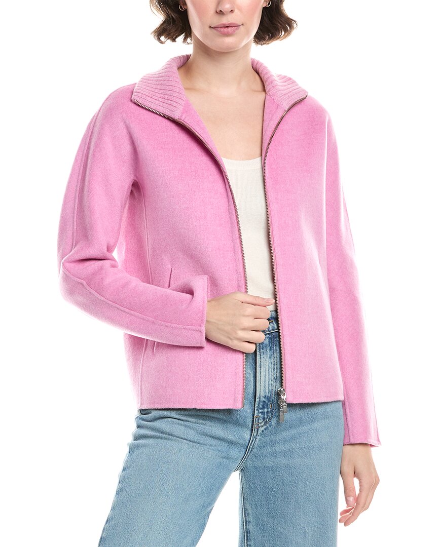 

Форте Кашемир с вязаной отделкой короткая куртка на молнии с имитацией шерсти и смесью кашемира Forte Cashmere, розовый