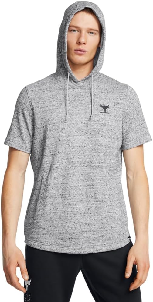 

Толстовка с капюшоном Under Armour Project Rock Payoff, мужская, с коротким рукавом, из флиса, (011) Mod Gray Medium Heather/Black
