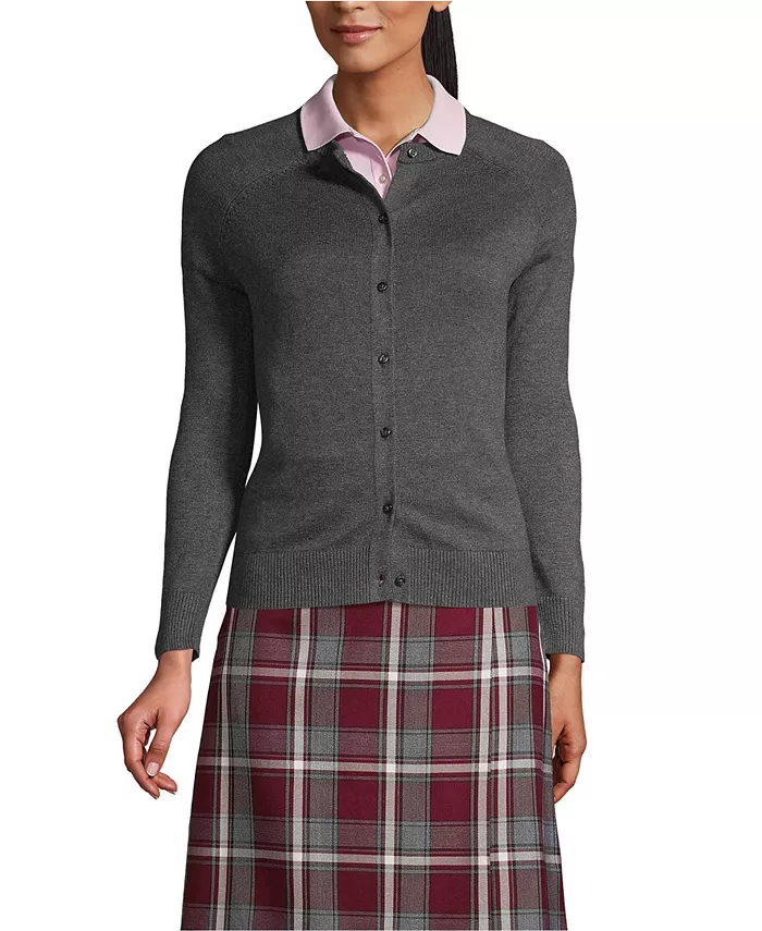 

Женский кардиган из хлопка и модала Lands' End, серый