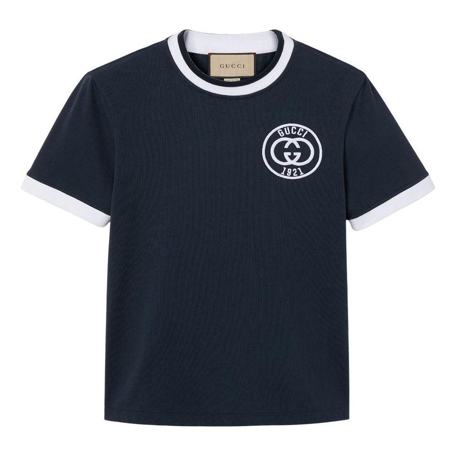 

Футболка (WMNS) Gucci T-Shirt 'Gucci Embroidery Navy', темно-синий