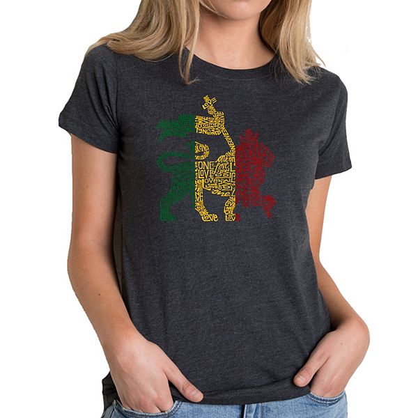 

Футболка Rasta lion - one love - women's premium blend word art La Pop Art, Black