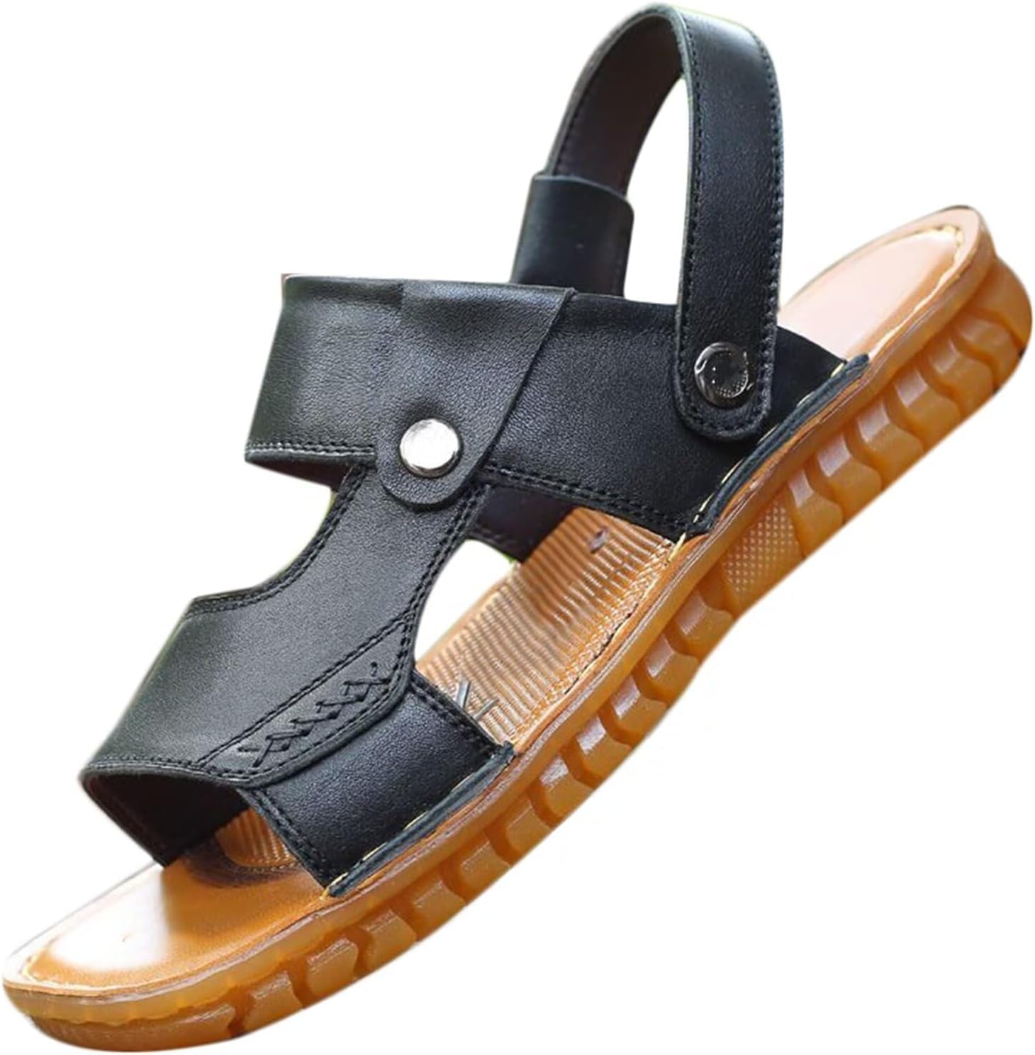 

Мужские слайд-сандалии HNVAVQ Летние пляжные сандалии Открытые кожаные сандалии для прогулок Шлепанцы Водная обувь Сандалии-рыбацкие, C