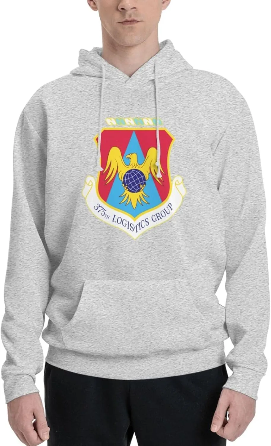 Generic Толстовка Air-Force-375th-Logistics-Group мужская черная с капюшоном и карманом