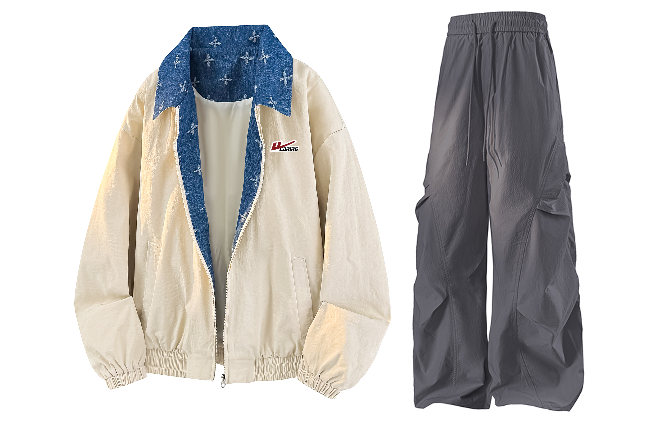 

Повседневная спортивная одежда Unisex WARRIOR, хаки+lime серый (2-piece set diy badge)